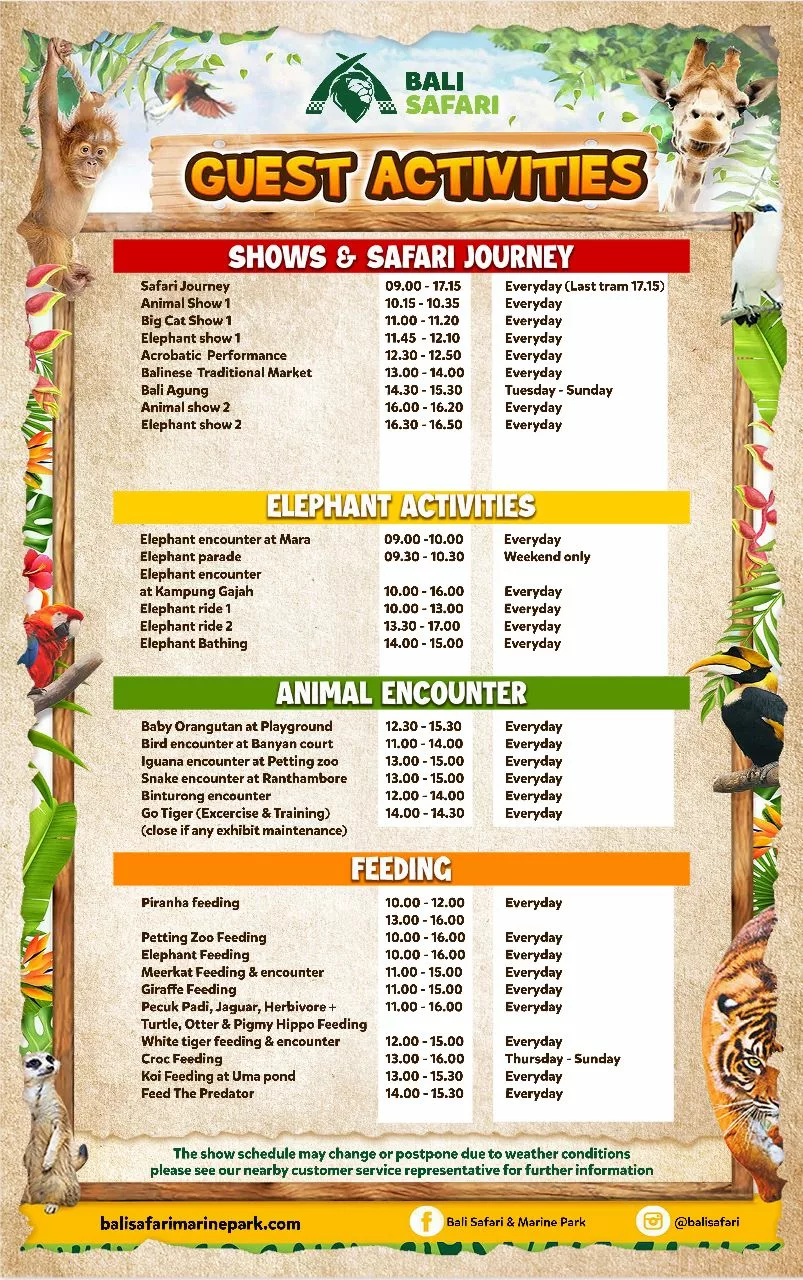 Jadwal Atraksi Bali Safari